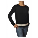 Gaëlle Paris - Roulet Crater Neck Sweater - Black White - Knitwear - Made in Italy - Luxury Exclusive Collection