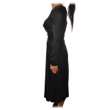 Elisabetta Franchi - Long Dress with Long Sleeve - Black - Dress - Made in Italy - Luxury Exclusive Collection