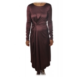 Patrizia Pepe - Long Dress with Long Sleeve - Bordeaux - Dress - Made in Italy - Luxury Exclusive Collection