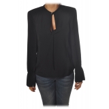 Patrizia Pepe - Shirt with Long Sleeve and Shoulder Straps - Black - Shirt - Made in Italy - Luxury Exclusive Collection