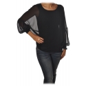 Patrizia Pepe - Soft Blouse with Stretch Tank Top - Black - Shirt - Made in Italy - Luxury Exclusive Collection