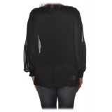 Patrizia Pepe - Soft Blouse with Stretch Tank Top - Black - Shirt - Made in Italy - Luxury Exclusive Collection