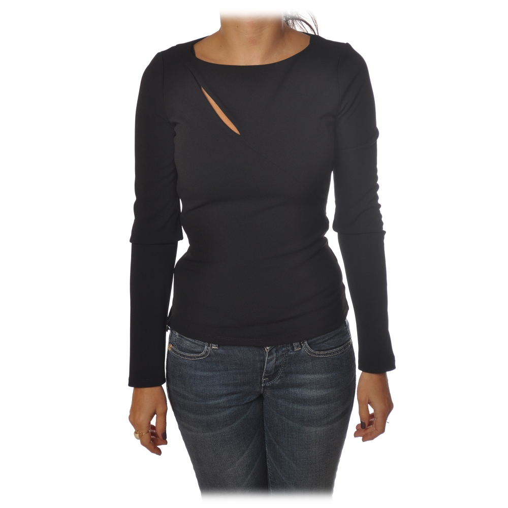 Patrizia Pepe - Sweater with Front and Back Opening - Black - Pullover ...