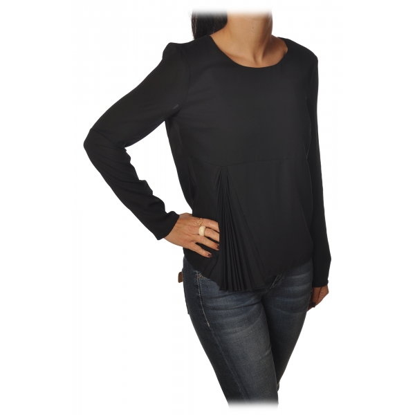 Patrizia Pepe - Tunic with Long Sleeve and Cut on the Front - Black - Shirt - Made in Italy - Luxury Exclusive Collection