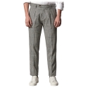 Cruna - Pantalone Raval Principe di Galles in Lana - 474 - Antracite - Handmade in Italy - Pantaloni di Alta Qualità Luxury