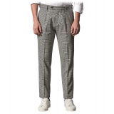 Cruna - Pantalone Raval Principe di Galles in Lana - 474 - Antracite - Handmade in Italy - Pantaloni di Alta Qualità Luxury