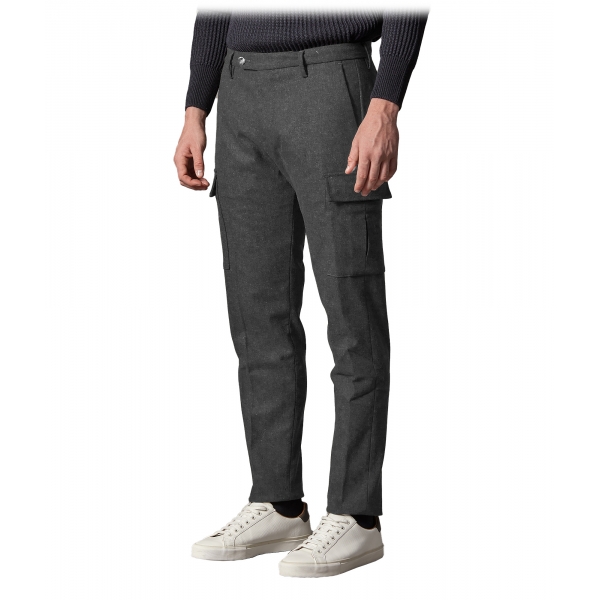 Cruna - Raval Cargo Wool Trousers - 476 - Anthracite - Handmade in Italy - Luxury High Quality Pants