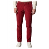 Cruna - Pantalone New Town in Velluto di Cotone - 464 - Rosso - Handmade in Italy - Pantaloni di Alta Qualità Luxury