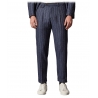 Cruna - Raval Trousers in Pinstripe Wool - 636 - Night Blue - Handmade in Italy - Luxury High Quality Pants