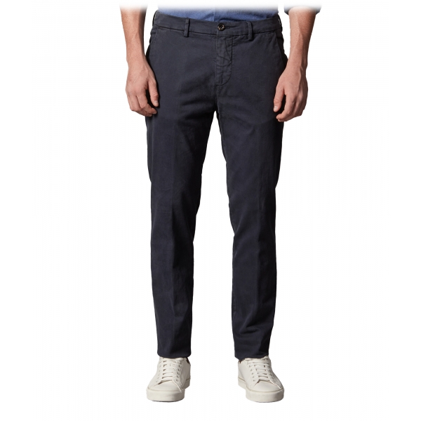Cruna - Marais Trousers in Cotton Drill - 600 - Night Blue - Handmade in Italy - Luxury High Quality Pants