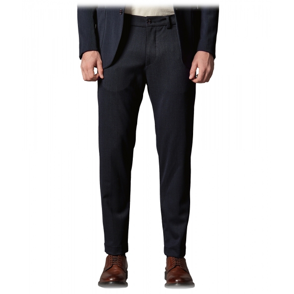 Cruna - Mitte Trousers in Tech Wool - 648 - Night Blue - Handmade in Italy - Luxury High Quality Pants