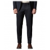 Cruna - Mitte Trousers in Tech Wool - 648 - Night Blue - Handmade in Italy - Luxury High Quality Pants