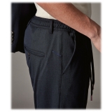 Cruna - Pantalone Mitte in Lana Tecnica - 648 - Blu Notte - Handmade in Italy - Pantaloni di Alta Qualità Luxury