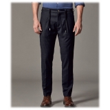 Cruna - Mitte Trousers in Wool Flannel - 628 - Night Blue - Handmade in Italy - Luxury High Quality Pants