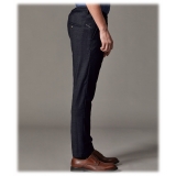 Cruna - Mitte Trousers in Wool Flannel - 628 - Night Blue - Handmade in Italy - Luxury High Quality Pants