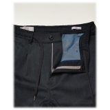 Cruna - Pantalone Mitte in Lana Tecnica - 648 - Blu Notte - Handmade in Italy - Pantaloni di Alta Qualità Luxury