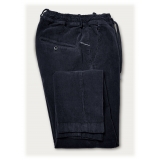 Cruna - Pantalone Mitte in Velluto a Coste - 610 - Blu Notte - Handmade in Italy - Pantaloni di Alta Qualità Luxury