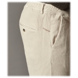 Cruna - Pantalone Mitte in Velluto a Coste - 610 - Bianco Corda - Handmade in Italy - Pantaloni di Alta Qualità Luxury
