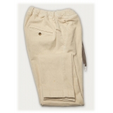 Cruna - Mitte Trousers in Corduroy - 610 - White Rope - Handmade in Italy - Luxury High Quality Pants