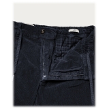 Cruna - Pantalone Mitte in Velluto a Coste - 610 - Blu Notte - Handmade in Italy - Pantaloni di Alta Qualità Luxury