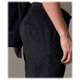 Cruna - Pantalone Raval in Velluto a Coste di Cotone - 611 - Blu Notte - Handmade in Italy - Pantaloni di Alta Qualità Luxury