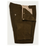 Cruna - Pantalone Raval in Velluto a Coste di Cotone - 613 - Verde Muschio - Handmade in Italy - Pantaloni Alta Qualità Luxury