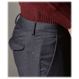 Cruna - Marais Trousers in Wool Flannel - 628 - Night Blue - Handmade in Italy - Luxury High Quality Pants