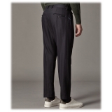 Cruna - Raval Trousers in Wool and Cotton - 623 - Night Blue - Handmade in Italy - Luxury High Quality Pants