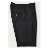 Cruna - Raval Trousers in Wool and Cotton - 623 - Night Blue - Handmade in Italy - Luxury High Quality Pants