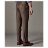 Cruna - Raval Trousers in Wool Flannel - 628 - Coffee Brown - Handmade in Italy - Luxury High Quality Pants
