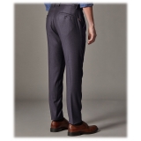 Cruna - Raval Trousers in Wool Flannel - 628 - Night Blue - Handmade in Italy - Luxury High Quality Pants
