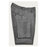 Cruna - Raval Trousers in Wool Flannel - 628 - Rock Gray - Handmade in Italy - Luxury High Quality Pants