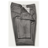 Cruna - Raval Trousers in Wool Flannel - 628 - Rock Gray - Handmade in Italy - Luxury High Quality Pants
