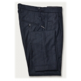 Cruna - Pantalone Raval in Resca di Lana - 478 - Blu - Handmade in Italy - Pantaloni di Alta Qualità Luxury