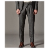 Cruna - Raval Trousers in Herringbone Wool - 478 - Grey - Handmade in Italy - Luxury High Quality Pants