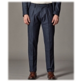 Cruna - Pantalone Raval in Resca di Lana - 478 - Blu - Handmade in Italy - Pantaloni di Alta Qualità Luxury
