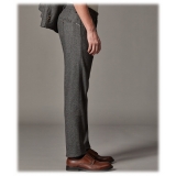 Cruna - Raval Trousers in Herringbone Wool - 478 - Grey - Handmade in Italy - Luxury High Quality Pants