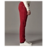 Cruna - Pantalone New Town in Velluto di Cotone - 464 - Rosso - Handmade in Italy - Pantaloni di Alta Qualità Luxury