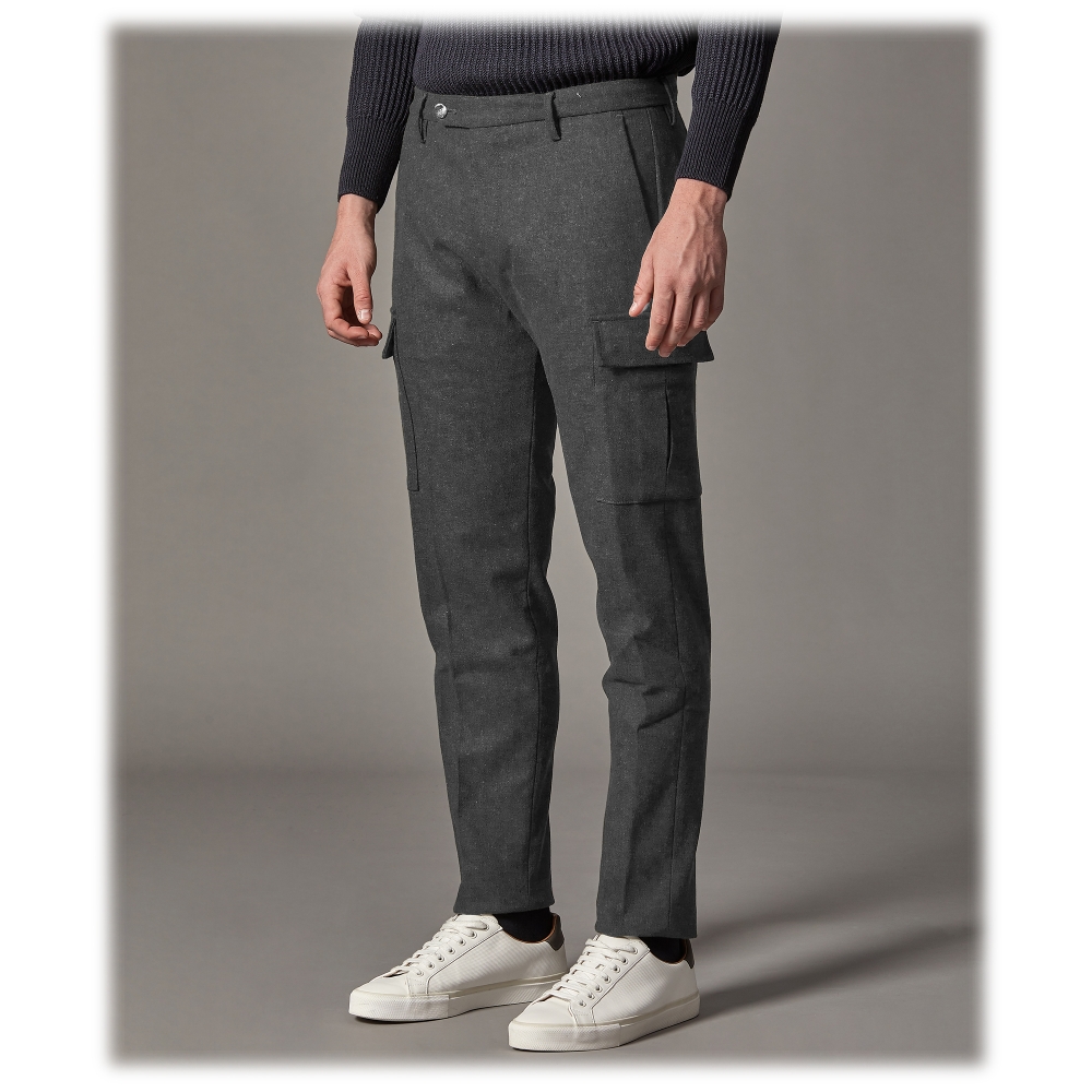 Cruna - Raval Cargo Wool Trousers - 476 - Anthracite - Handmade in Italy -  Luxury High Quality Pants - Avvenice