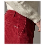 Cruna - New Town Trousers in Cotton Corduroy - 464 - Red - Handmade in Italy - Luxury High Quality Pants