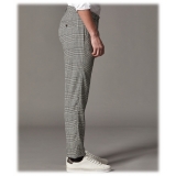 Cruna - Raval Prince of Wales Wool Trousers - 474 - Anthracite - Handmade in Italy - Luxury High Quality Pants
