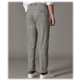 Cruna - Raval Prince of Wales Wool Trousers - 474 - Anthracite - Handmade in Italy - Luxury High Quality Pants