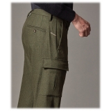 Cruna - Pantalone Raval Cargo in Lana - 476 - Army - Handmade in Italy - Pantaloni di Alta Qualità Luxury