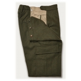Cruna - Pantalone Raval Cargo in Lana - 476 - Army - Handmade in Italy - Pantaloni di Alta Qualità Luxury