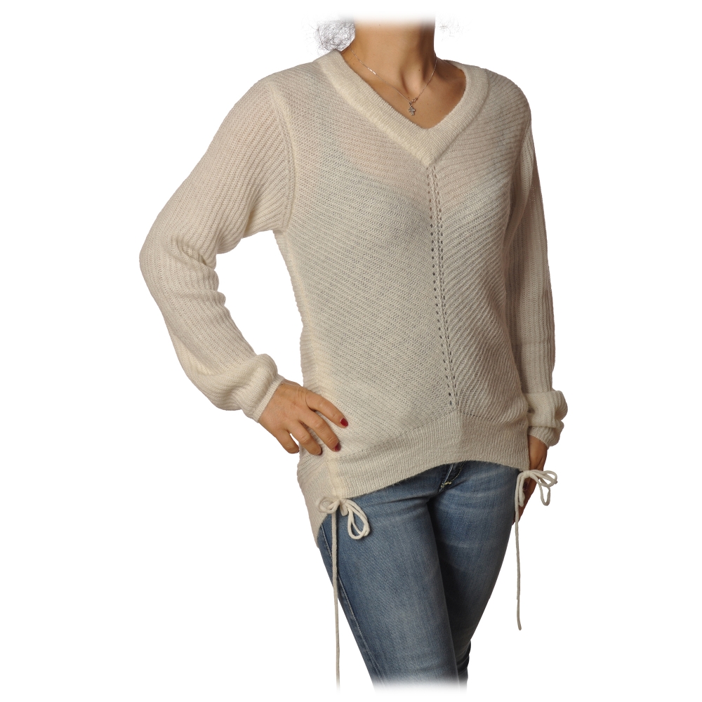 Louis Vuitton Beige Laces Short Sleeve Cashmere Cardigan Sweater Size S