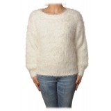 Patrizia Pepe - Sweater Round Neck in Hairy Yarn - White - Pullover - Made in Italy - Luxury Exclusive Collection