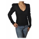 Patrizia Pepe - Sweater V-neck Model with Shoulder Straps - Black - Pullover - Made in Italy - Luxury Exclusive Collection
