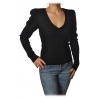 Patrizia Pepe - Maglia Scollo a V con Spalline - Nero - Pullover - Made in Italy - Luxury Exclusive Collection