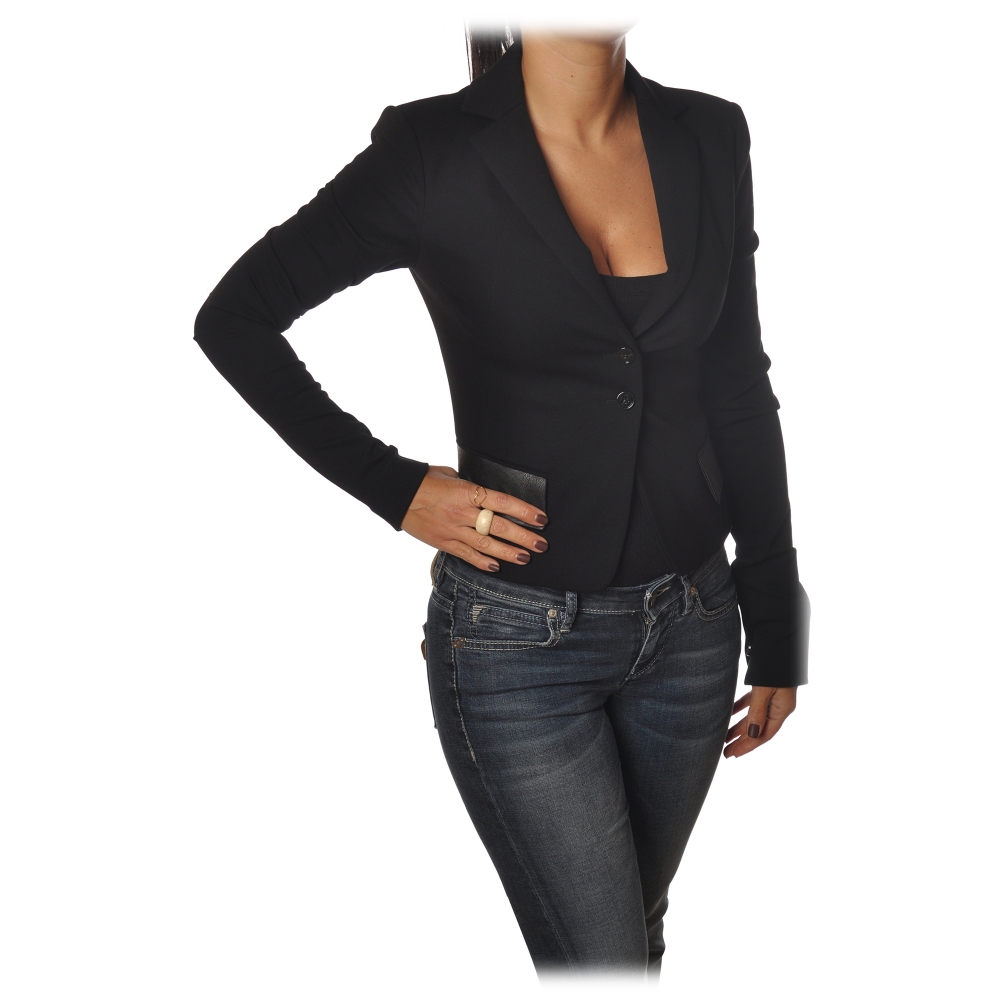 Patrizia Pepe - Jacket Two Buttons with Flaps in Faux Leather