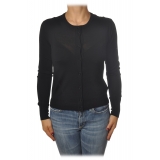 Patrizia Pepe - Crew-Neck Cardigan with Buttons - Black - Pullover - Made in Italy - Luxury Exclusive Collection